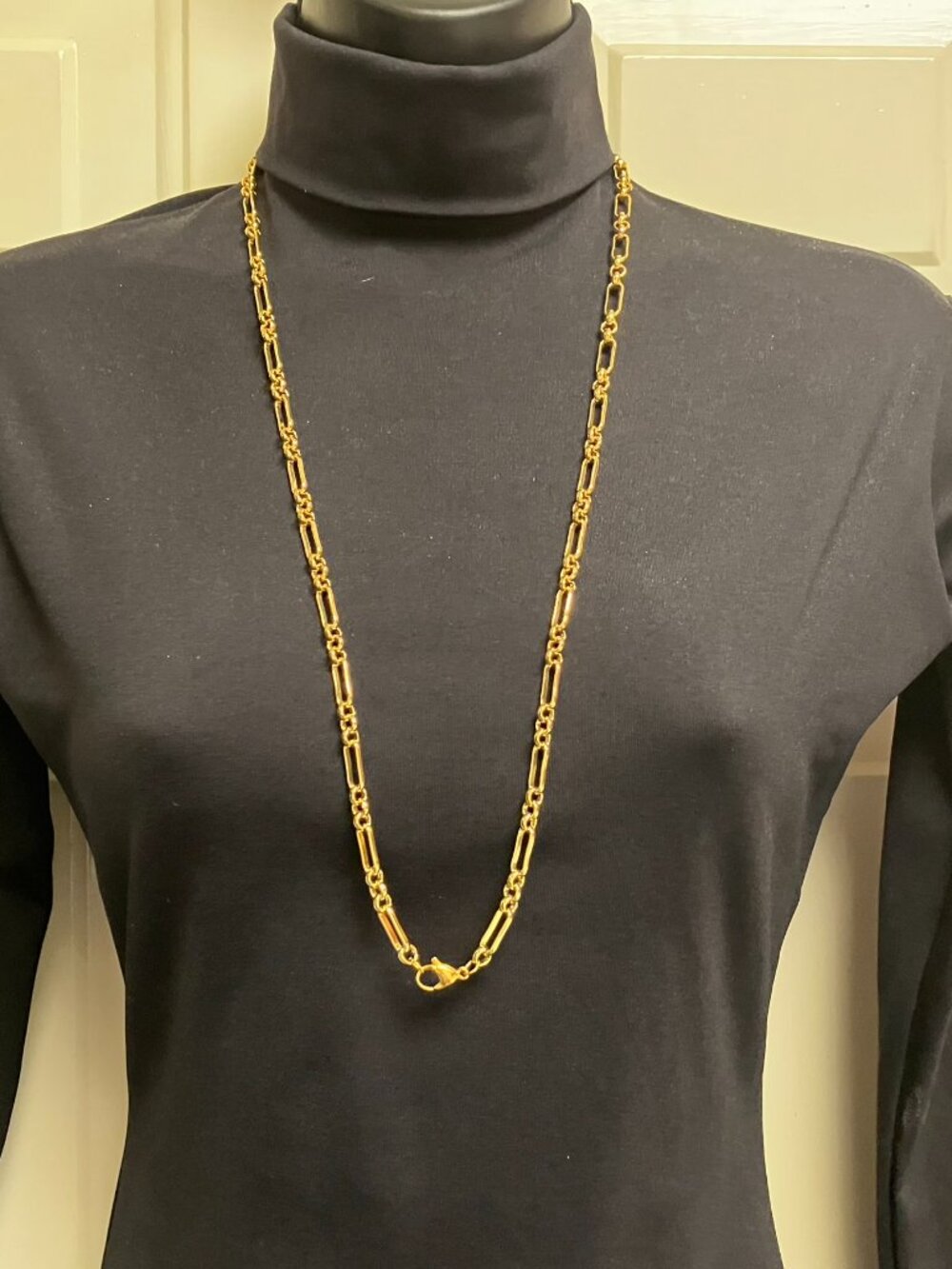 30-inch 18k Real Gold Plated on Brass Y Lariat Paper Clip Chain Brand New